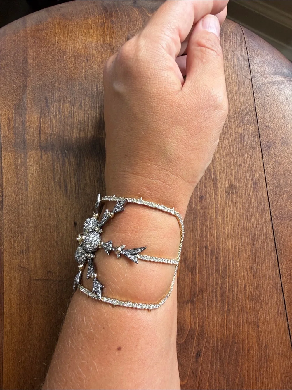 Vintage Alexis Bittar Pavé Crystal Snowflake Cuff Bracelet